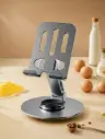 Adjustable Full Metal 360-Degree Rotating Phone and Tablet Stand, Stress-Relief Universal Holder, Stainless Steel, for Home Office Use