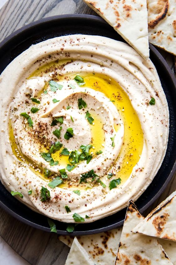 Homos with bread  حمص مع خبز