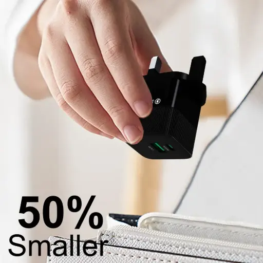 Black British standard charger and black C-C data cable set