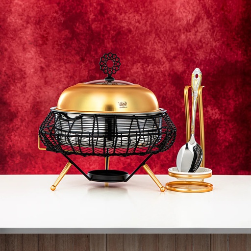Stylish 3-liter black and gold chafing dish